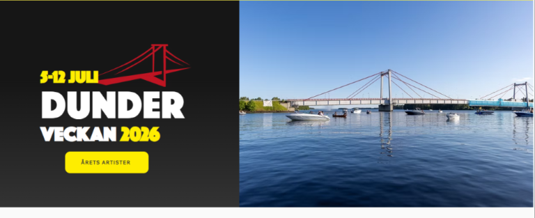 En bild på Strömsunds bro och datumen på Dunderveckan i Strömsund 2026
